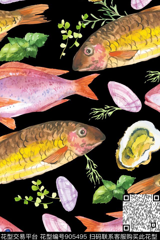 鱼大牌风海洋数码印花华亿平台下载（图片编号: 905495） - 瓦栏（Walan）