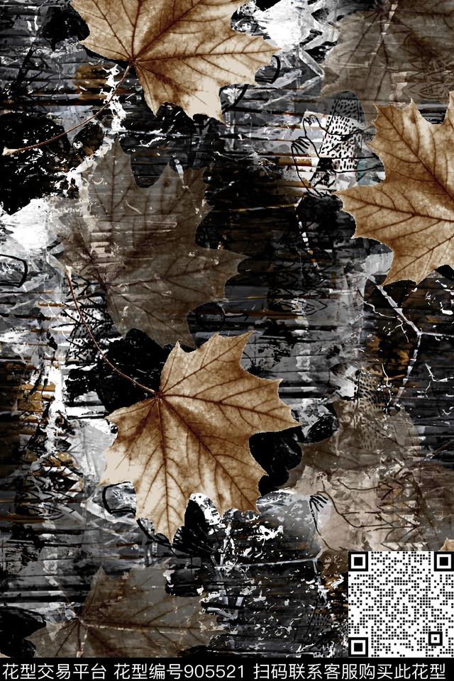 潮牌复古肌理数码印花华亿平台下载（图片编号: 905521） - 瓦栏（Walan）