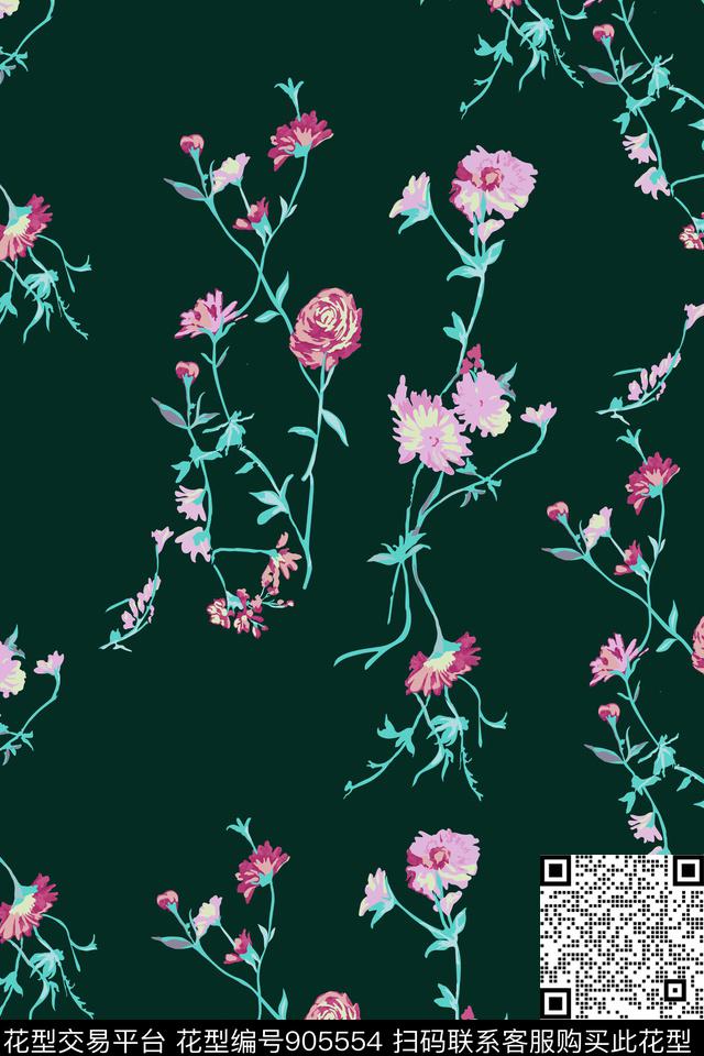 蔷薇花大牌风雪纺数码印花华亿平台下载（图片编号: 905554） - 瓦栏（Walan）