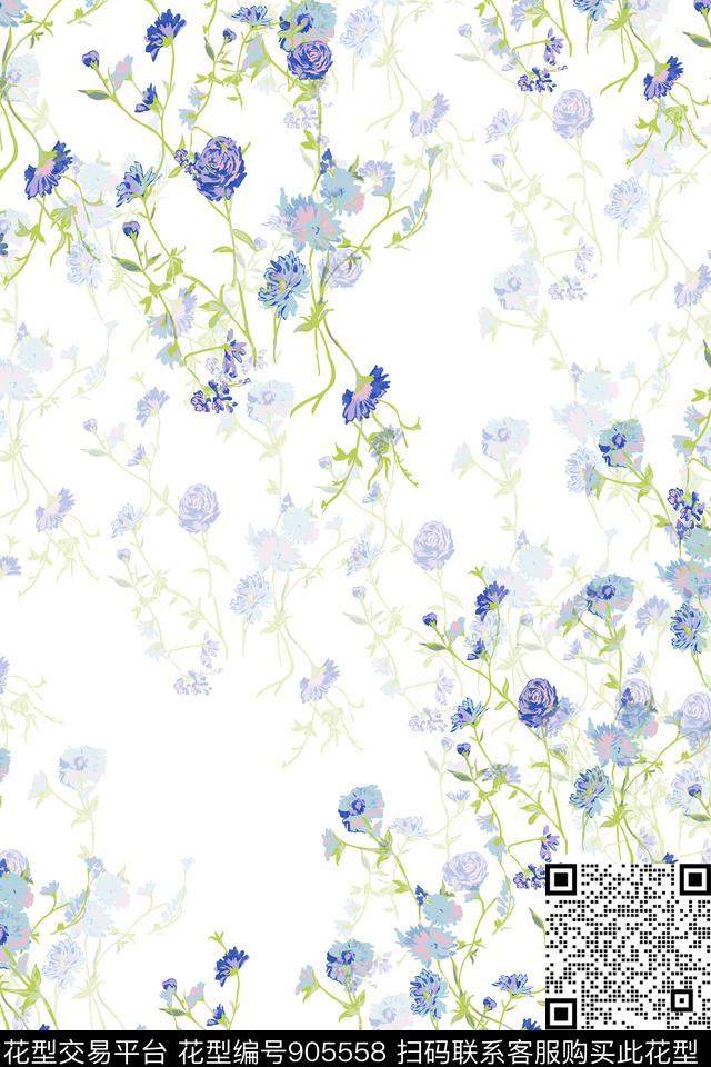 蔷薇花大牌风雪纺数码印花华亿平台下载（图片编号: 905558） - 瓦栏（Walan）