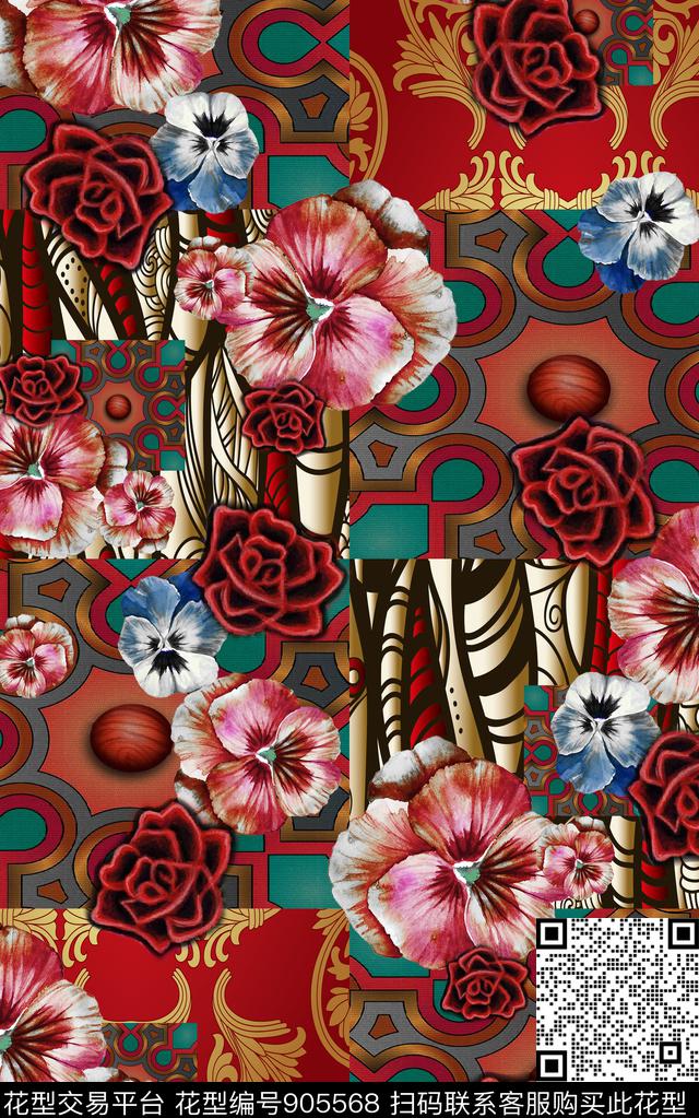 民族风波西米亚中国风数码印花华亿平台下载（图片编号: 905568） - 瓦栏（Walan）