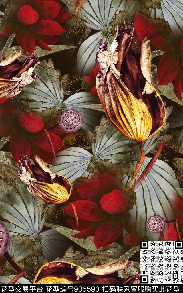 国画中国风水墨风数码印花华亿平台下载（图片编号: 905593） - 瓦栏（Walan）