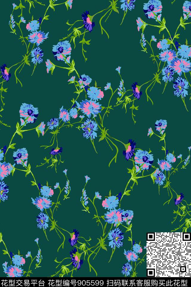 茉莉花蔷薇花大牌风数码印花华亿平台下载（图片编号: 905599） - 瓦栏（Walan）