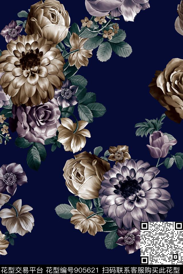 花卉小碎花植物数码印花华亿平台下载（图片编号: 905621） - 瓦栏（Walan）