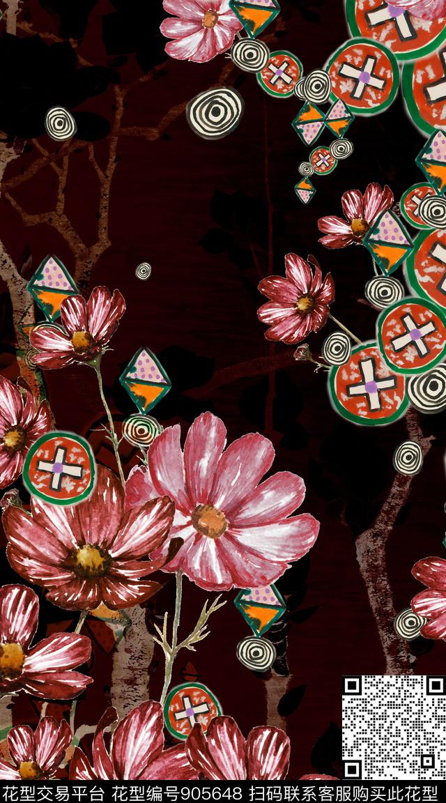 民族风波西米亚大花数码印花华亿平台下载（图片编号: 905648） - 瓦栏（Walan）