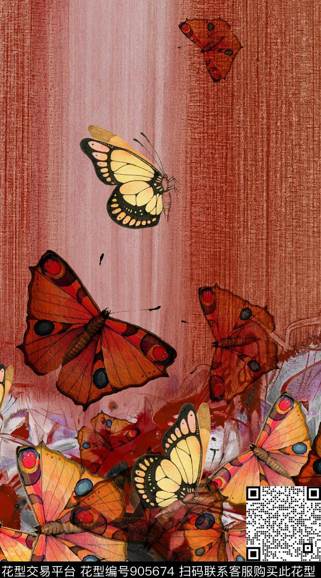 蝴蝶民族风波西米亚数码印花华亿平台下载（图片编号: 905674） - 瓦栏（Walan）