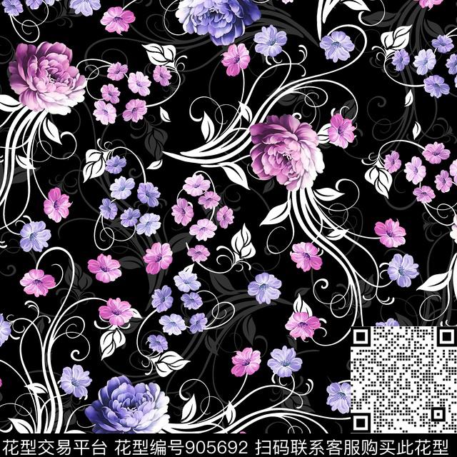 简约小碎花深底数码印花华亿平台下载（图片编号: 905692） - 瓦栏（Walan）