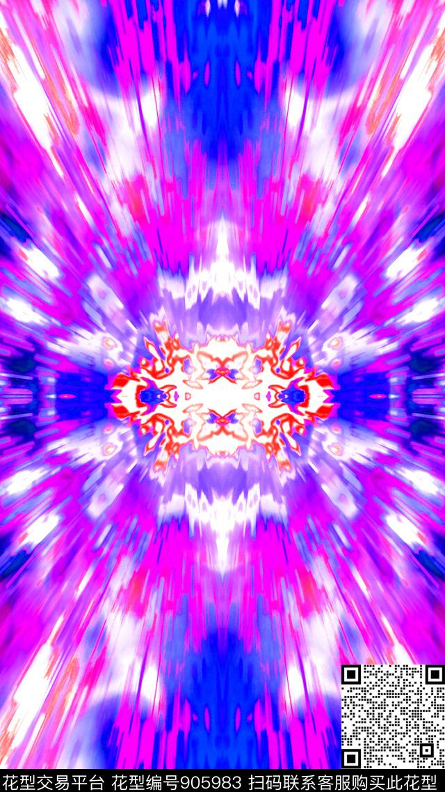 抽象扎染肌理镜像印花数码印花华亿平台下载（图片编号: 905983） - 瓦栏（Walan）