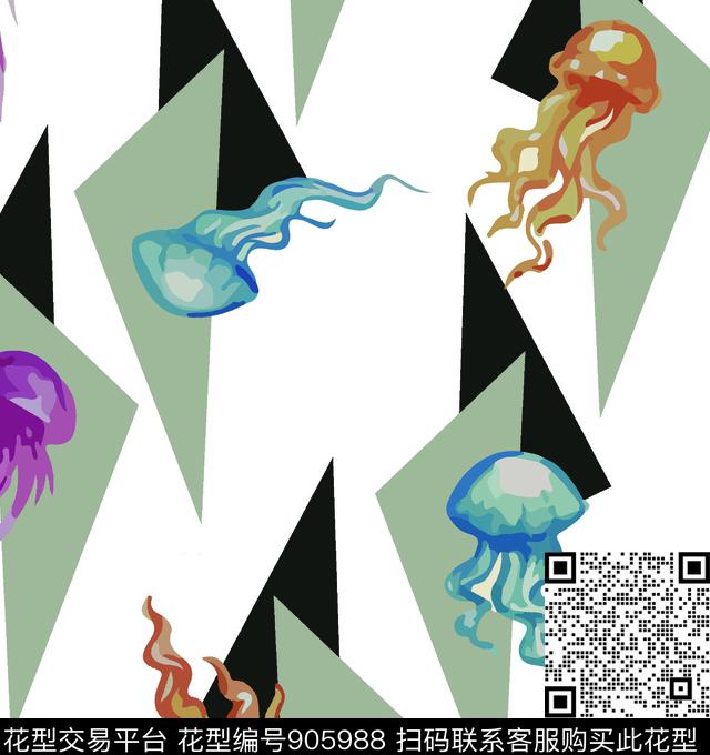 三角形趣味几何数码印花华亿平台下载（图片编号: 905988） - 瓦栏（Walan）