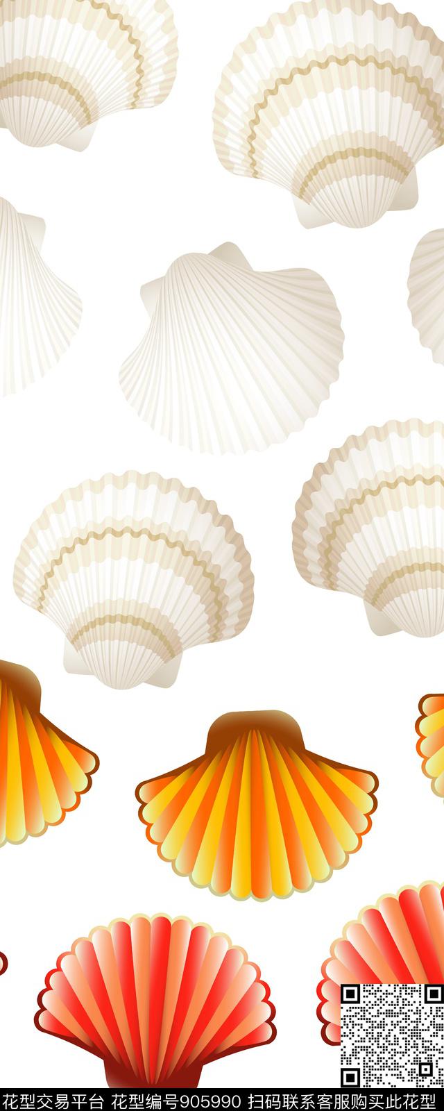 贝壳渐变热带华亿平台数码印花华亿平台下载（图片编号: 905990） - 瓦栏（Walan）