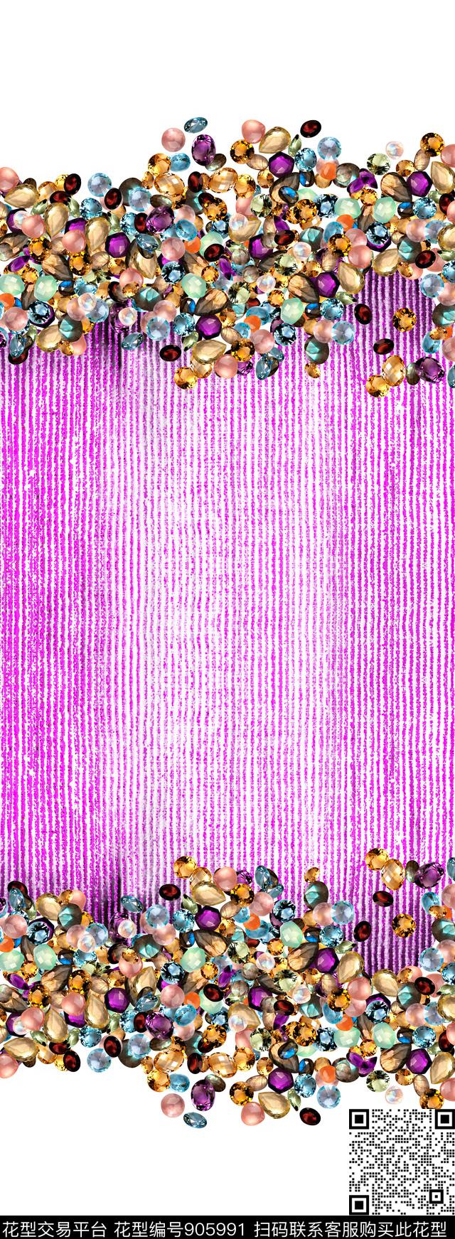 抽象线条珠宝宝石数码印花华亿平台下载（图片编号: 905991） - 瓦栏（Walan）