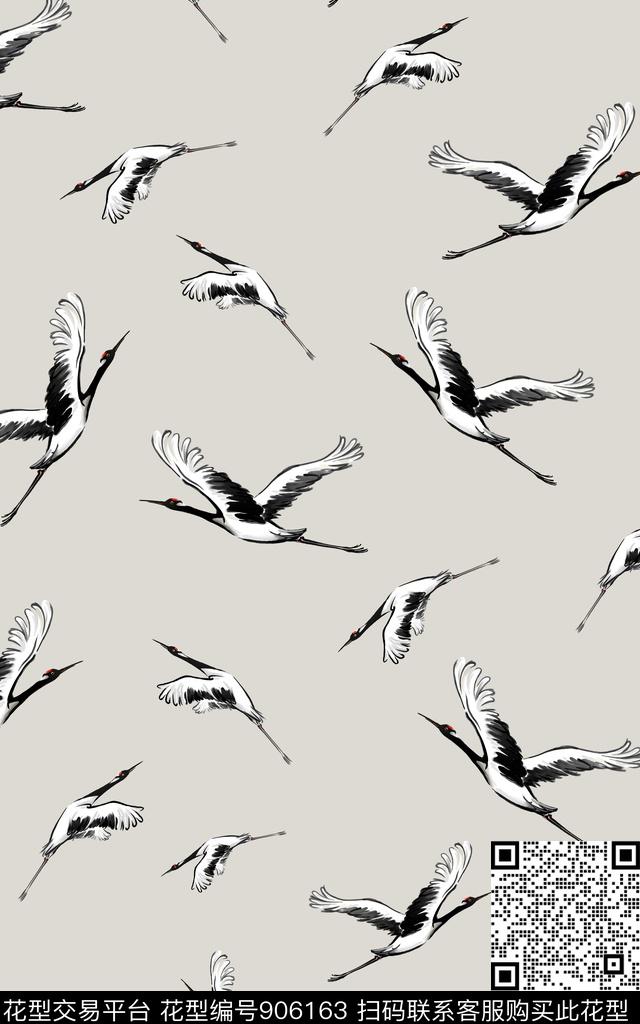 大牌风鸟仙鹤数码印花华亿平台下载（图片编号: 906163） - 瓦栏（Walan）