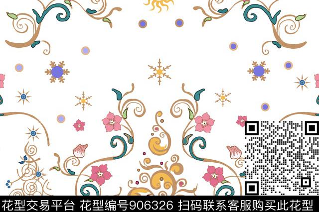 星空花园图案数码印花华亿平台下载（图片编号: 906326） - 瓦栏（Walan）