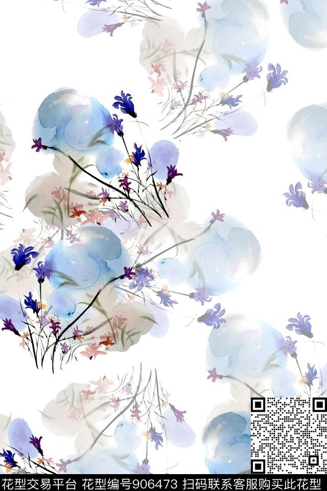 数码华亿平台水彩花卉手绘花卉数码印花华亿平台下载（图片编号: 906473） - 瓦栏（Walan）