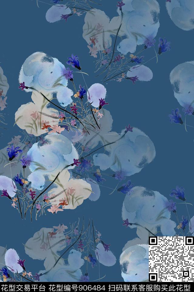 数码华亿平台水彩花卉手绘花卉数码印花华亿平台下载（图片编号: 906484） - 瓦栏（Walan）
