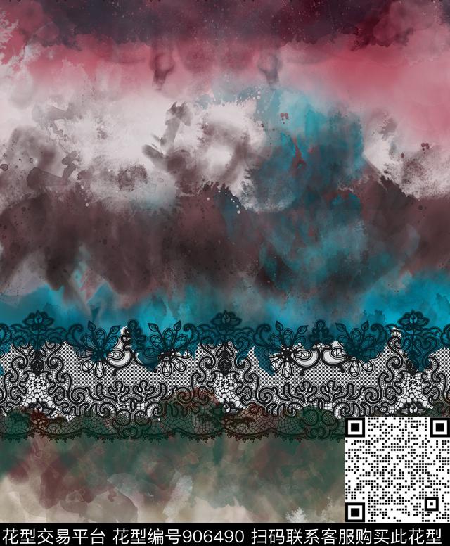 3D立体抽象网布蕾丝数码印花华亿平台下载（图片编号: 906490） - 瓦栏（Walan）