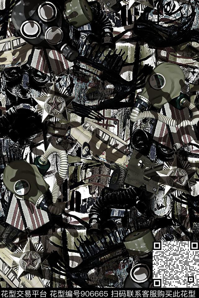 潮牌迷彩防毒面具数码印花华亿平台下载（图片编号: 906665） - 瓦栏（Walan）