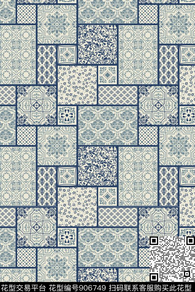 扎染几何墙纸传统印花华亿平台下载（图片编号: 906749） - 瓦栏（Walan）