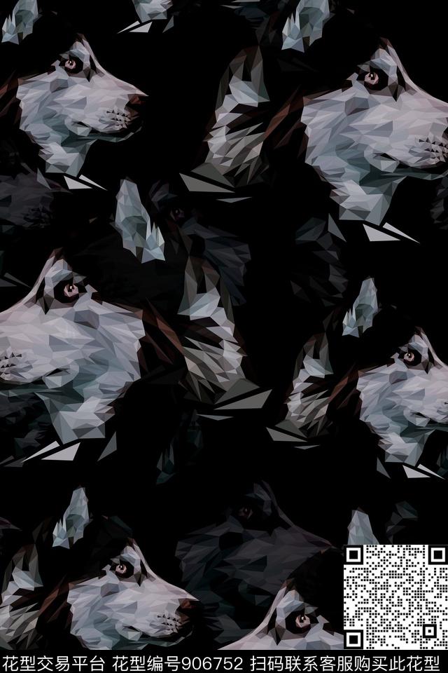 几何动物狗数码印花华亿平台下载（图片编号: 906752） - 瓦栏（Walan）
