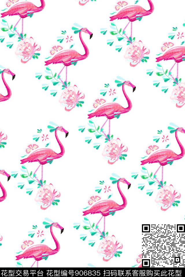 大牌风花卉花鸟数码印花华亿平台下载（图片编号: 906835） - 瓦栏（Walan）