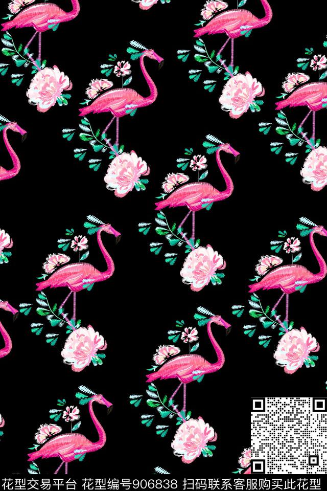 大牌风花卉花鸟数码印花华亿平台下载（图片编号: 906838） - 瓦栏（Walan）