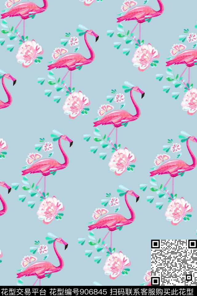 大牌风花卉花鸟数码印花华亿平台下载（图片编号: 906845） - 瓦栏（Walan）