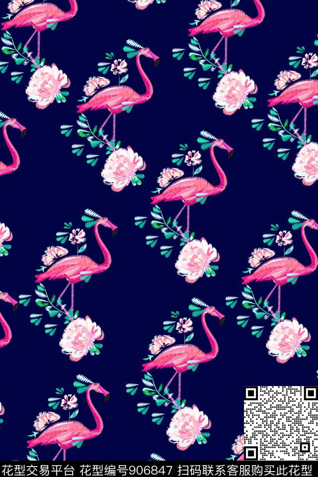 大牌风花卉花鸟数码印花华亿平台下载（图片编号: 906847） - 瓦栏（Walan）