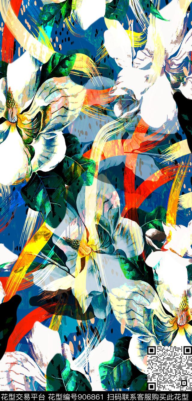 抽象数码华亿平台花卉数码印花华亿平台下载（图片编号: 906861） - 瓦栏（Walan）