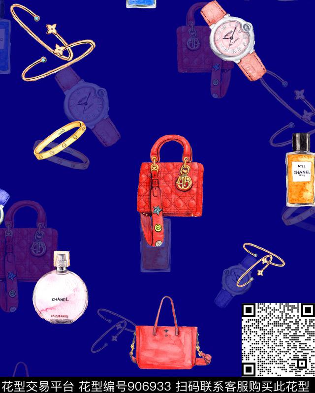 大牌风香水瓶箱包数码印花华亿平台下载（图片编号: 906933） - 瓦栏（Walan）