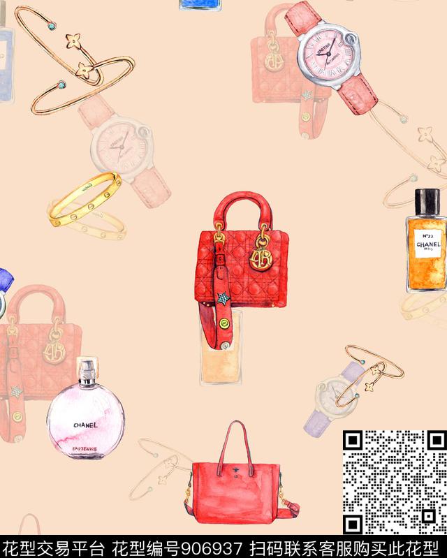 大牌风香水瓶箱包数码印花华亿平台下载（图片编号: 906937） - 瓦栏（Walan）