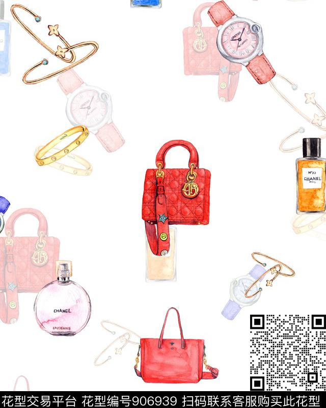 大牌风香水瓶箱包数码印花华亿平台下载（图片编号: 906939） - 瓦栏（Walan）