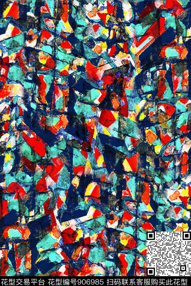 线条抽象几何数码印花华亿平台下载（图片编号: 906985） - 瓦栏（Walan）