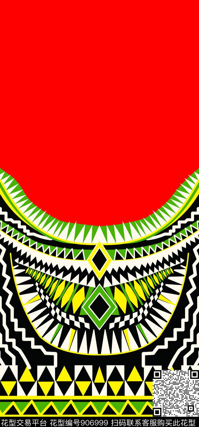 定位花民族风抽象数码印花华亿平台下载（图片编号: 906999） - 瓦栏（Walan）