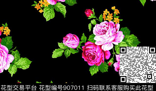 数码华亿平台月季花花卉数码印花华亿平台下载（图片编号: 907011） - 瓦栏（Walan）
