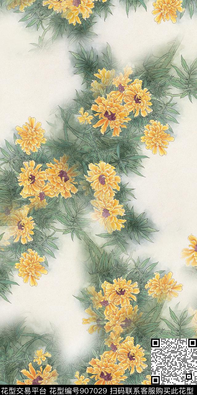 数码华亿平台花卉绘画数码印花华亿平台下载（图片编号: 907029） - 瓦栏（Walan）
