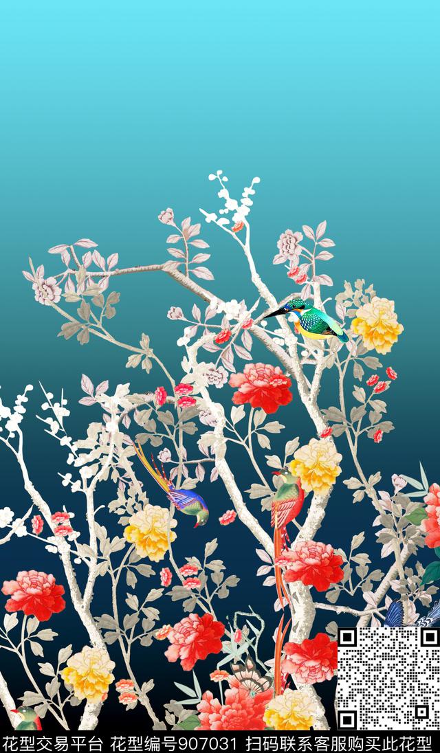 大牌风花卉小碎花数码印花华亿平台下载（图片编号: 907031） - 瓦栏（Walan）