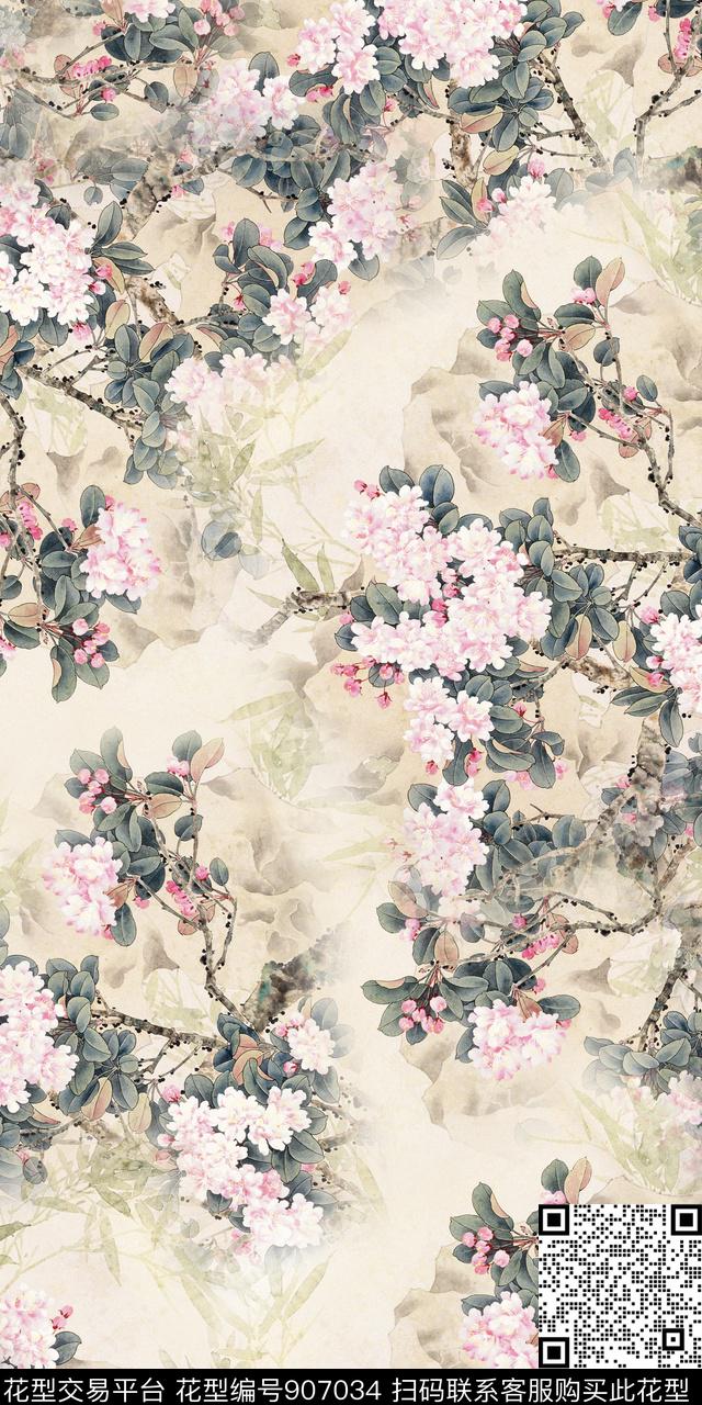 数码华亿平台花卉绘画数码印花华亿平台下载（图片编号: 907034） - 瓦栏（Walan）