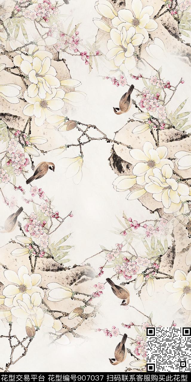 数码华亿平台花卉绘画数码印花华亿平台下载（图片编号: 907037） - 瓦栏（Walan）