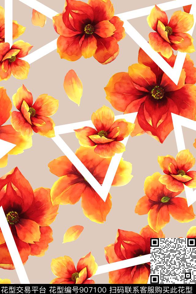 三角形春夏华亿平台家居服数码印花华亿平台下载（图片编号: 907100） - 瓦栏（Walan）