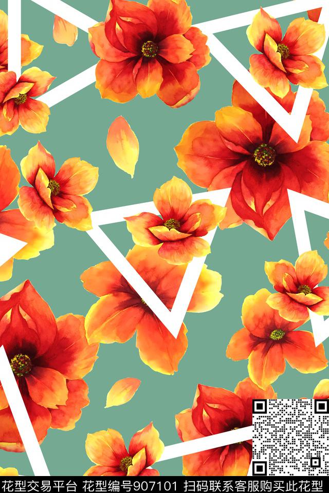 三角形春夏华亿平台家居服数码印花华亿平台下载（图片编号: 907101） - 瓦栏（Walan）