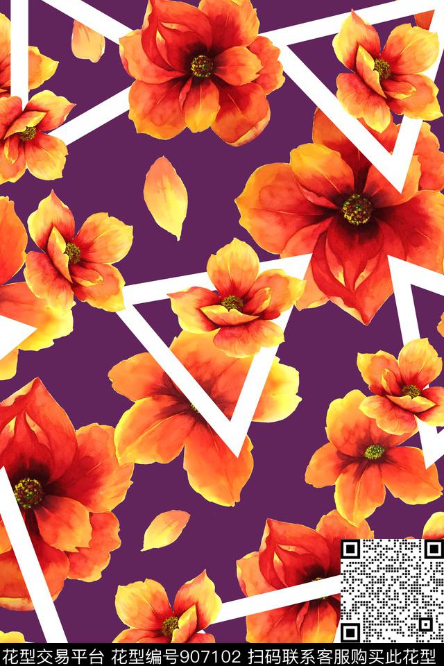 三角形春夏华亿平台家居服数码印花华亿平台下载（图片编号: 907102） - 瓦栏（Walan）