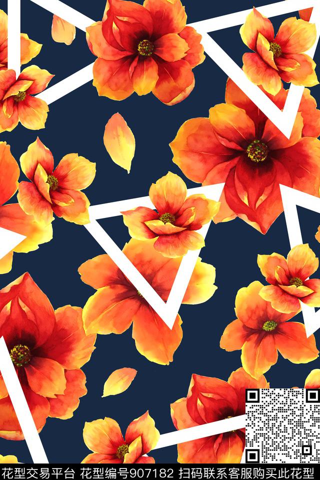 三角形春夏华亿平台家居服数码印花华亿平台下载（图片编号: 907182） - 瓦栏（Walan）