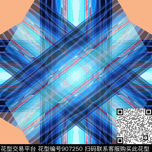 丝巾围巾秀场抽象条纹混搭数码印花华亿平台下载（图片编号: 907250） - 瓦栏（Walan）