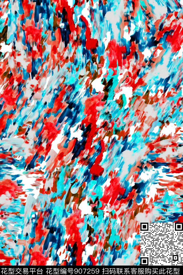 抽象肌理水彩花卉数码印花华亿平台下载（图片编号: 907259） - 瓦栏（Walan）