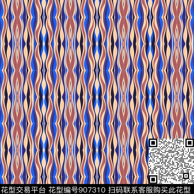 丝巾围巾秀场抽象条纹混搭数码印花华亿平台下载（图片编号: 907310） - 瓦栏（Walan）