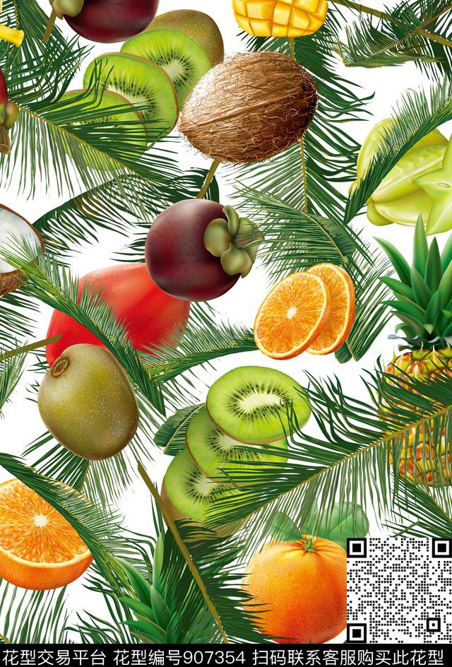 热带大牌风水果数码印花华亿平台下载（图片编号: 907354） - 瓦栏（Walan）