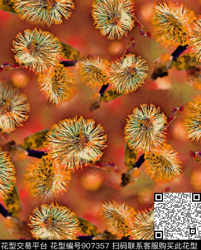 花卉油画华亿平台满版散花数码印花华亿平台下载（图片编号: 907357） - 瓦栏（Walan）