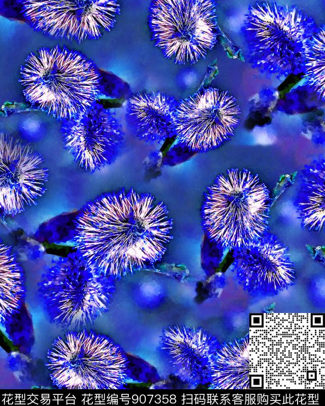 花卉油画华亿平台满版散花数码印花华亿平台下载（图片编号: 907358） - 瓦栏（Walan）