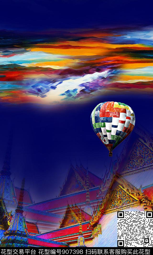 抽象油画华亿平台定位花数码印花华亿平台下载（图片编号: 907398） - 瓦栏（Walan）