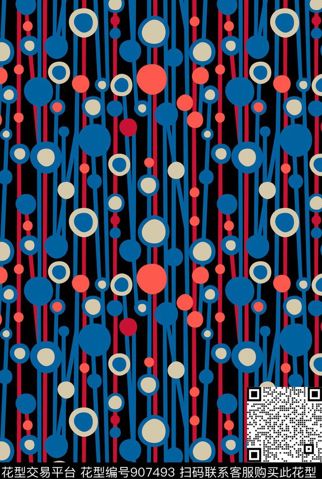 洋阳---抽象线条抽象圆传统印花华亿平台下载（图片编号: 907493） - 瓦栏（Walan）